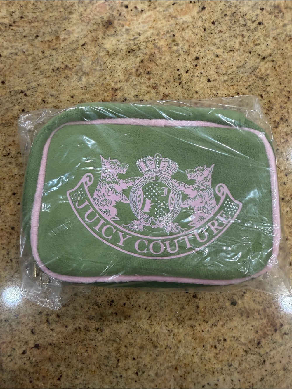 Juicy Couture Olive Green with Pink Trim Jewlery Travel Pouch
